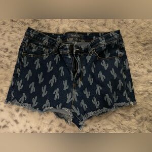 ModCloth Blue Cactus Print Women Shorts size 6